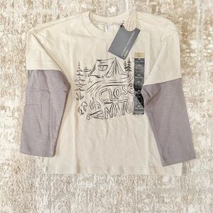 Modern Moments Organic Cotton Close to Nature Kids Shirt - CreamGray size 5T-NWT